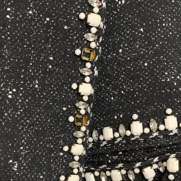 Kempner Size 8 Statement Blazer Jacket Embellished Black White Silk Lined - Picture 7 of 9